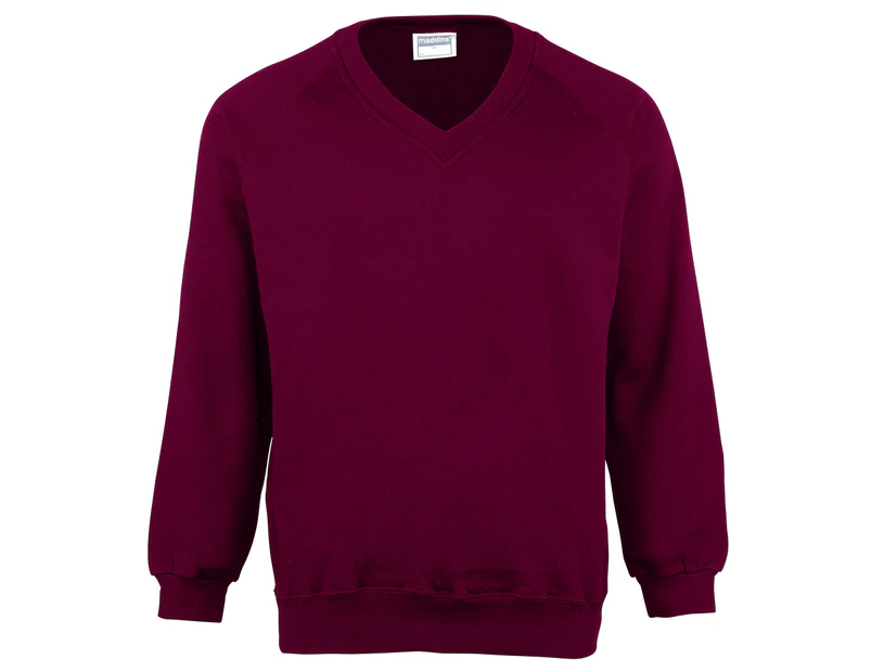 Maddins Childrens Unisex Coloursure V-Neck Sweatshirt / Schoolwear (Pack of 2) (Burgundy) - RW6863