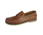 Dek Mens Leather Saddle Casual Shoes (Golden Tan) - DF702