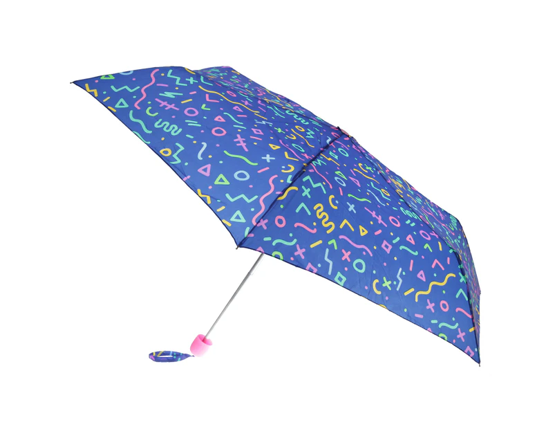 X-Brella Womens Compact Retro Colour Print Umbrella (Dark Blue) - UM343