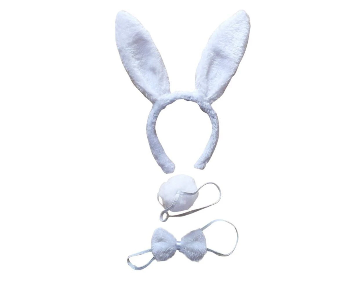 White Bunny Rabbit Ears and Tail Costume Set