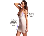 LaSculpte Women's Plunge V Neck Open Bust Tummy Control  Under Dresses Shapewear Full Slip With Multiway Straps - Nude