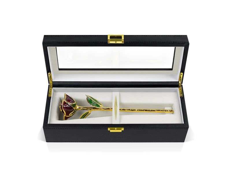 Burgundy Rose with Premium Glass Lid Display Case Mothers' Day Gift