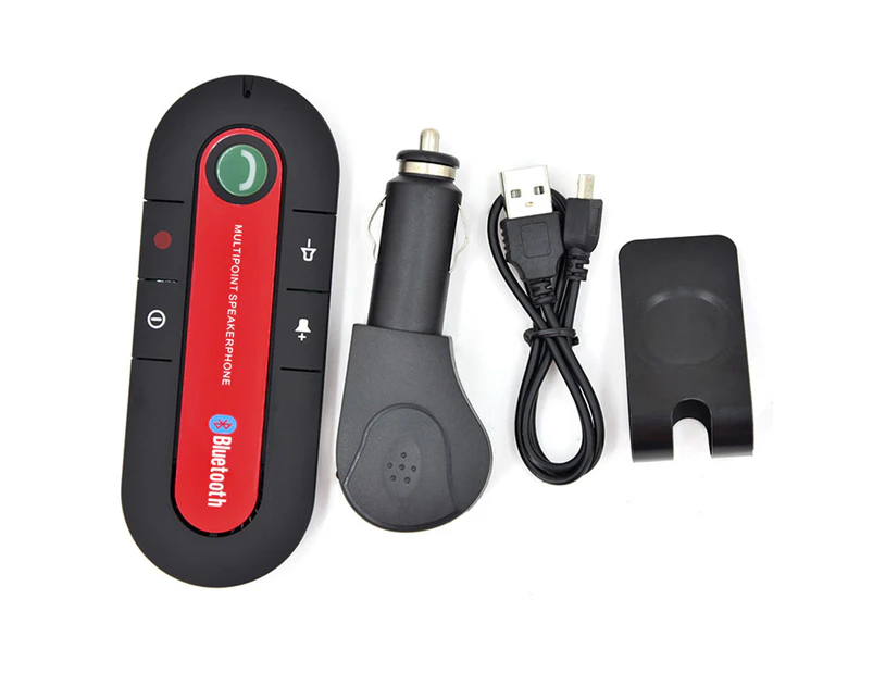 Speakerphone Hands Free V4.1 EDR Sun Visor BT Car Kit - Red and Black