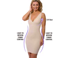 LaSculpte Women's Seamless 2 Way Reversible Shapewear Under Dresses Tummy Control Microfiber Full Slip - Nude