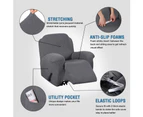 Super Stretch Recliner Sofa Cover 1-Piece Thick Soft Jacquard Recliner Slip Cover Recliner Chair Covers Slip Covers, Grey