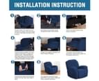 Super Stretch Recliner Sofa Cover 1-Piece Thick Soft Jacquard Recliner Slip Cover Recliner Chair Covers Slip Covers, Navy 2