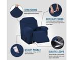 Super Stretch Recliner Sofa Cover 1-Piece Thick Soft Jacquard Recliner Slip Cover Recliner Chair Covers Slip Covers, Navy 5