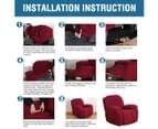 Super Stretch Recliner Sofa Cover 1-Piece Thick Soft Jacquard Recliner Slip Cover Recliner Chair Covers Slip Covers, Burgundy 2
