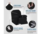 Super Stretch Recliner Sofa Cover 1-Piece Thick Soft Jacquard Recliner Slip Cover Recliner Chair Covers Slip Covers, Black 5