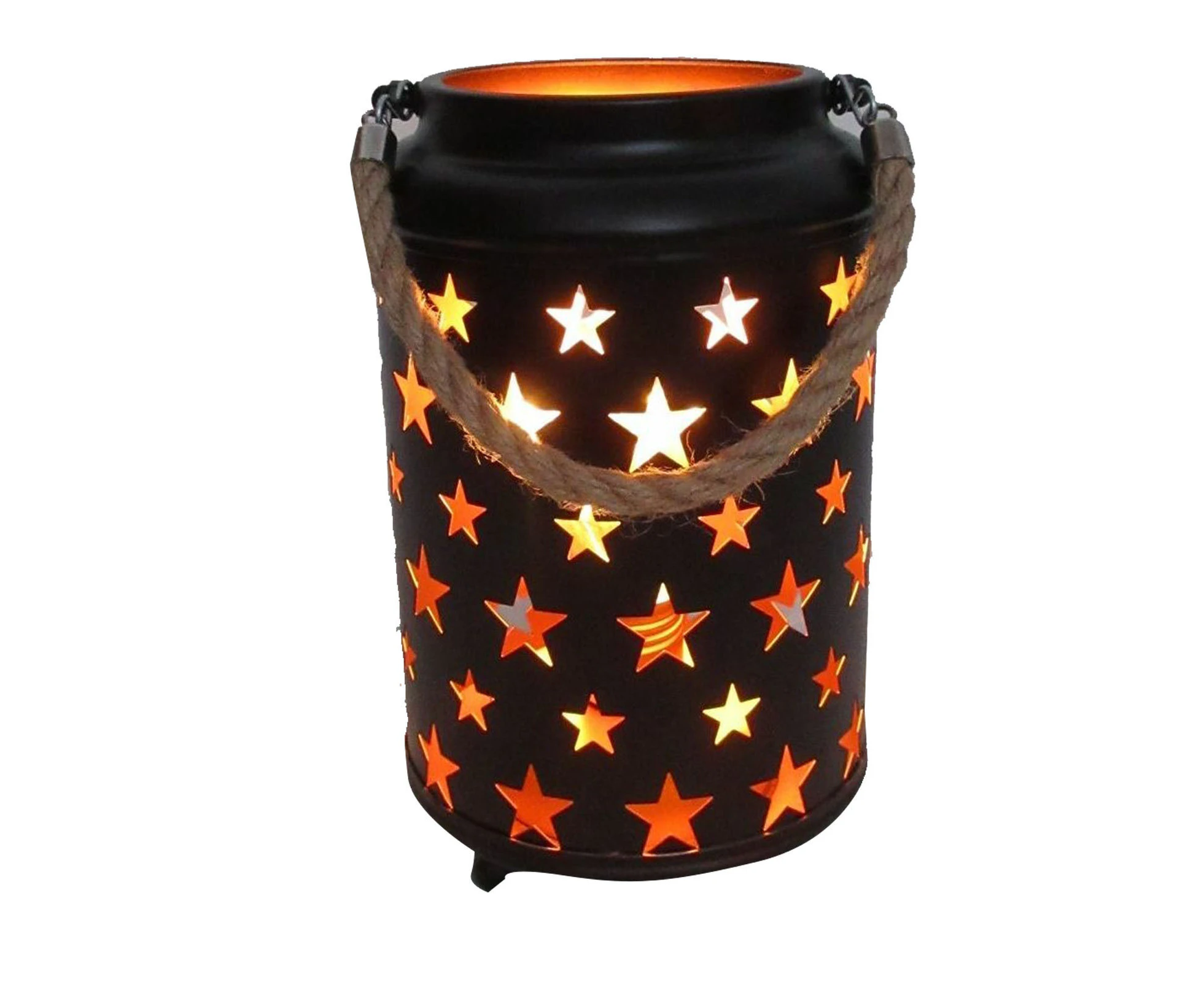 20cm Starry LED Lantern Light with Rope Handle Star Bedside Table Desk Lamp