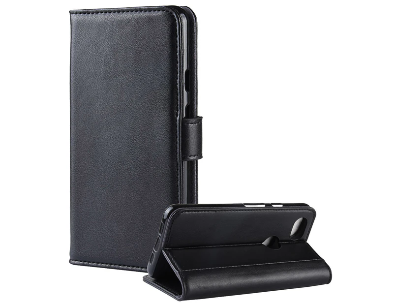Flip Wallet Case for Google Pixel 3a Genuine Leather Kickstand Card Holder Magnetic Closure Cover for Google Pixel 3a 5.6 inch Black