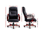 Artiss Executive Wooden Office Chair Wood Computer Chairs Leather Seat Sherman
