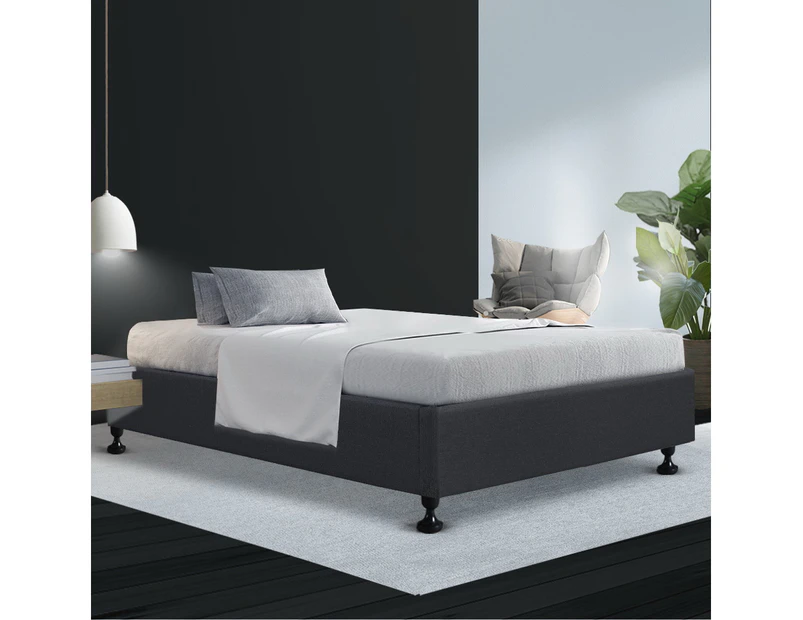 Artiss King Single Size Bed Base Frame Mattress Platform Fabric Wooden TOMI Charcoal