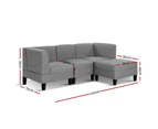 Artiss 4 Seater Sofa Bed Set Modular Lounge Chair Chaise Suite Couch Fabric Gery