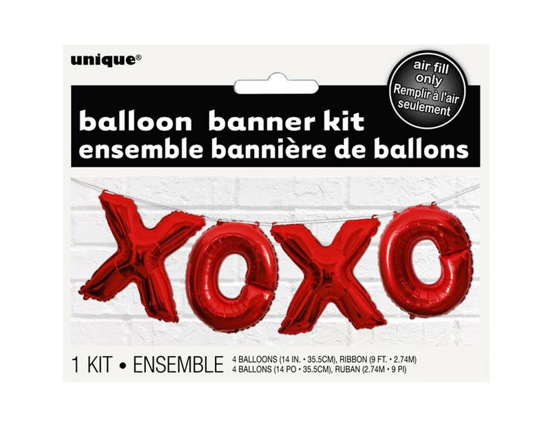 Unique Party XOXO Foil Balloon Banner Kit (Red) - SG16883