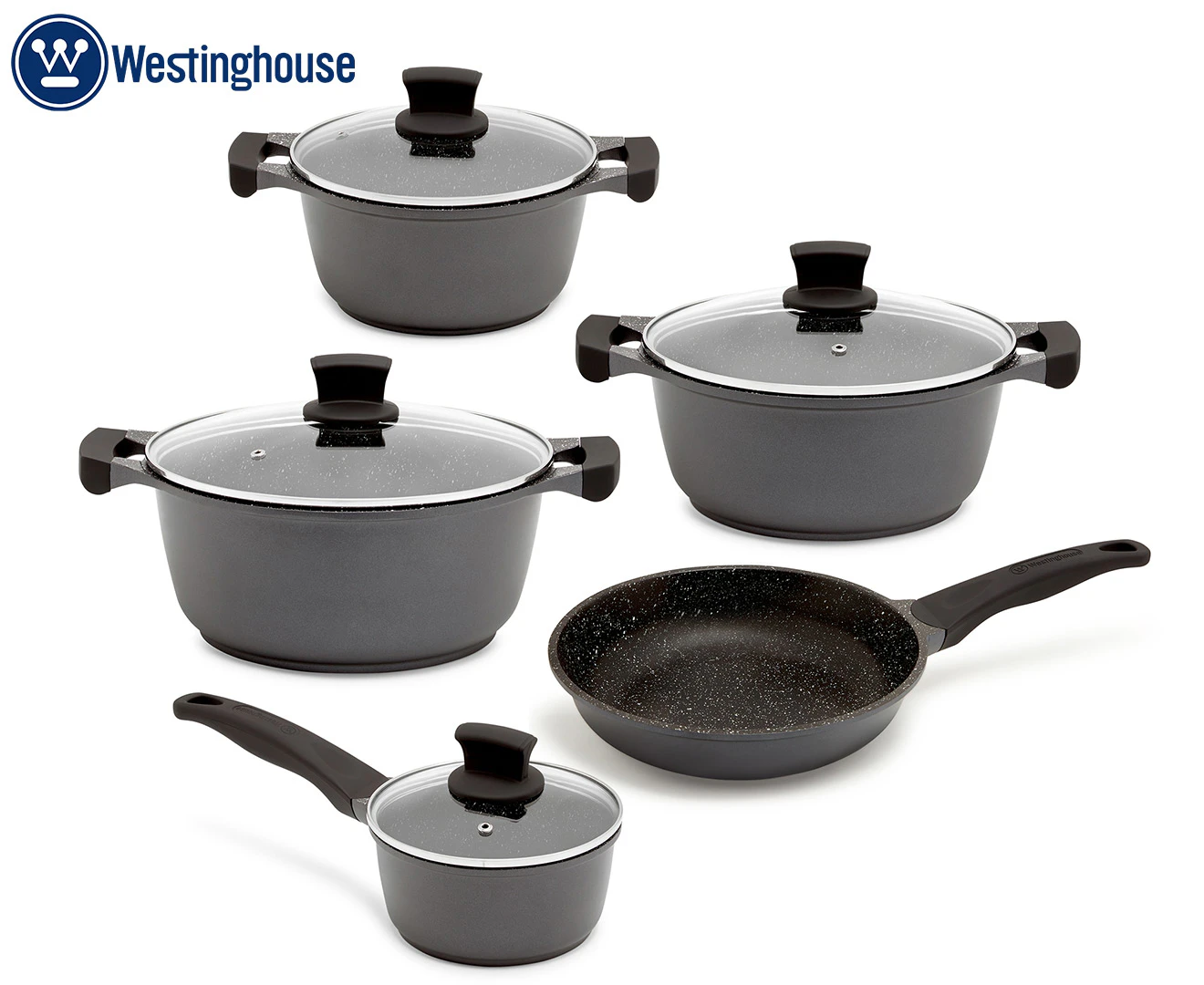 Westinghouse 5pc Non-Stick Cookware Pot & Pan Set w/Lid for Induction/Gas Top