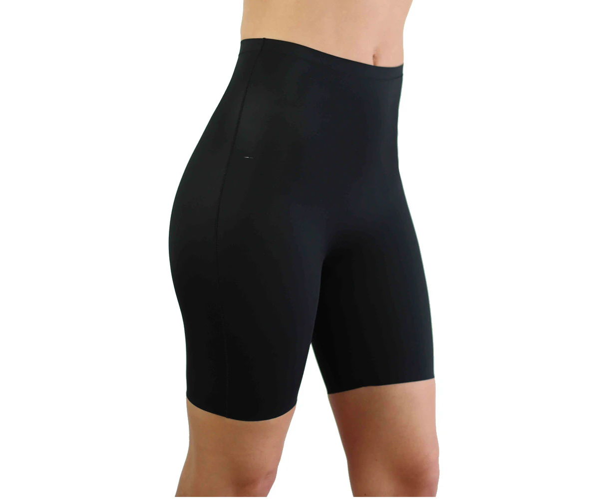 Microfiber Seamless Mid Thigh Shorts-Black-26