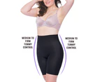 LaSculpte Women's Shapewear Tummy Control Mid Waist Mid Thigh Microfiber Seamless Shaping Short - Black