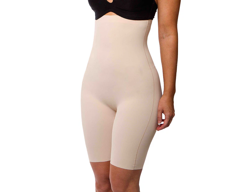 LaSculpte Women's Shapewear Tummy Control High Waist Mid Thigh Microfiber  Seamless Shaping Short - Nude
