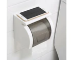Wall Mounted Waterproof Toilet Paper Holder with Cover and Storage Shelf