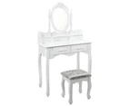 Artiss 4 Drawer Dressing Table with Mirror - White