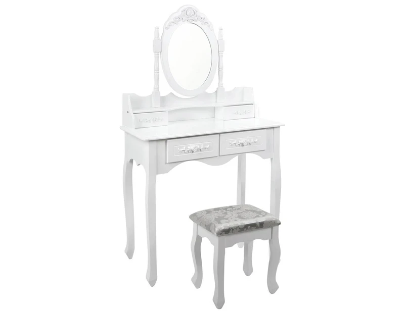 Artiss 4 Drawer Dressing Table with Mirror - White