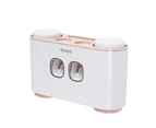 Multifunctional Practical Automatic Toothpaste Dispenser Toothbrush Holder Set with 4 Cups - Pink