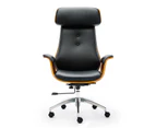 Renaissance Executive Chair Walnut and Black - Quality PU Leather