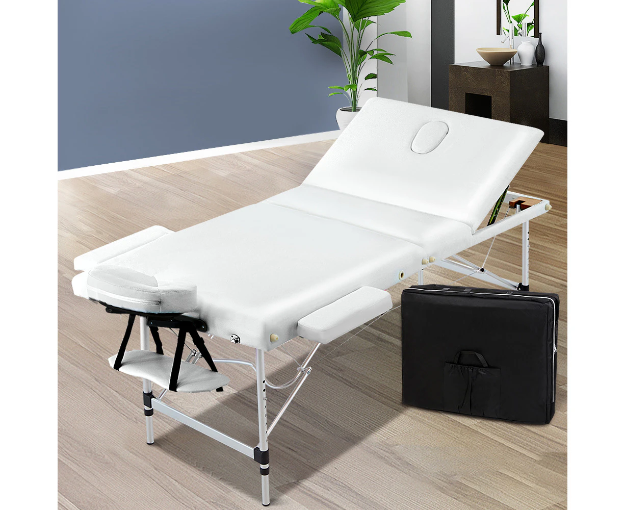 Zenses 80CM Portable 3 Fold Aluminium Massage Table Therapy Beauty Waxing Bed