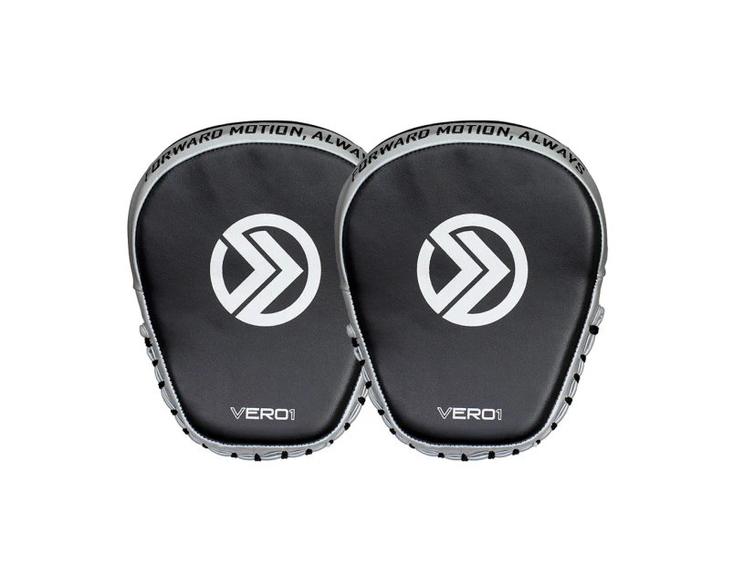 Onward Vero Speed Mitt - Leather Focus Mitts – Boxing And Mma Training – Focus Pads Include Finger Shield With Technical Suede Hand Grip - Black