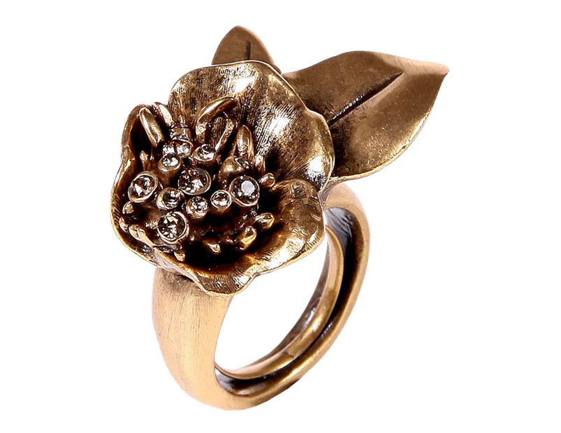 Oscar De La Renta Antique Flower Ring - Gold