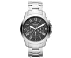Fossil Men's 44mm Grant Chronograph Stainless Steel Watch - Silver/Black 1