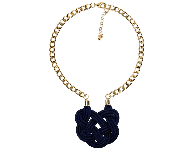 Knotty Gal Knotted Pendant Necklace - Dark Blue/Gold