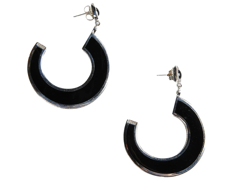 Miriam Salat Resin Logo Earrings - Black