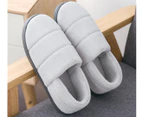 GM-ALL Unisex Cozy Knit Memory Foam Slippers Coral Velvet Lining Indoor House Shoes - LIGHT GREY