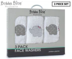 Bubba Blue Petit Elephant Face Washers 3-Pack - White/Grey