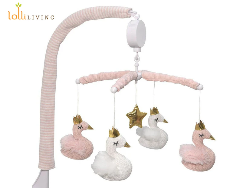 Living Textiles Swan Princess Nursery Mobile - Pink/White