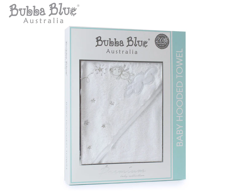 Bubba Blue Wish Upon A Star Hooded Baby Towel - White