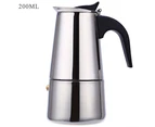 200ML 4-Cup Stainless Steel Mocha Espresso Latte Percolator Stove Coffee Maker Pot - SILVER