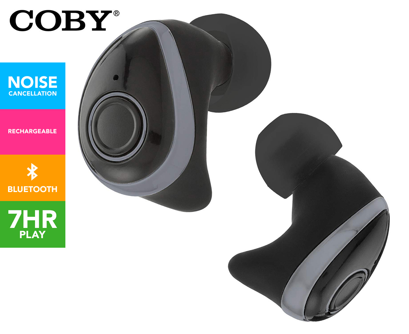 Coby True Wireless Earbuds Black Catch .au