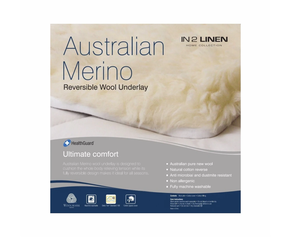 In2Linen Australian Merino Wool Reversible Underlay - Summer / Winter