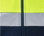 KingGee Men's Reflective Full Zip Hi Vis Fleece Jacket - Yellow/Navy