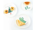 Set of 3 Cute Green Tree Ceramic Plates Set