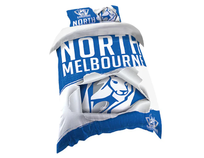 North Melbourne Kangaroos AFL SINGLE Bed Quilt Doona Duvet Cover and Pillow Case Set