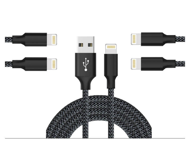 Catzon 1M 2M 3M 5Packs iPhone Charger Nylon Braided Phone Cable Fast Charger Cable USB Cord -Black Grey