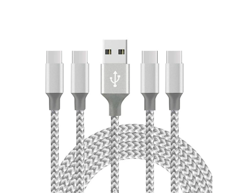 Catzon 1M 2M 3M 5Packs USB Type C Cable Nylon Braided Phone Cable Fast Charger Cable USB Cord -Grey White