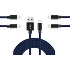 Catzon 1M 2M 3M 5Packs iPhone Charger Nylon Braided Phone Cable Fast Charger Cable USB Cord -Black Blue