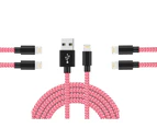 Catzon 1M 2M 3M 5Packs iPhone Charger Nylon Braided Phone Cable Fast Charger Cable USB Cord -Pink White