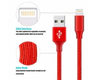 Catzon 1M 2M 3M 5Packs iPhone Charger Nylon Braided Phone Cable Fast Charger Cable USB Cord -Red