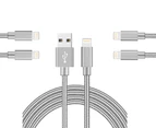 Catzon 1M 2M 3M 5Packs iPhone Charger Nylon Braided Phone Cable Fast Charger Cable USB Cord -Grey
